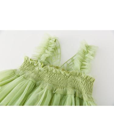 PythJooh Baby Girl Tulle Dress | Sleeveless Butterfly Wings Tutu Princess Dress for Toddler | 12-18 Months | Daisy Stars Sundress | Green - Buy Online on GoSupps.com