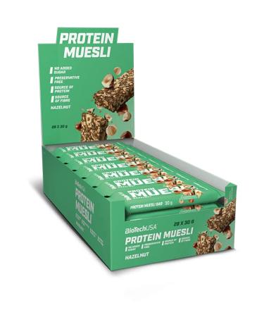 BioTechUSA Protein Muesli Barre de c r ale ayant une teneur lev e en prot ines avec des vitamines des min raux 28 * 30 g Noisette