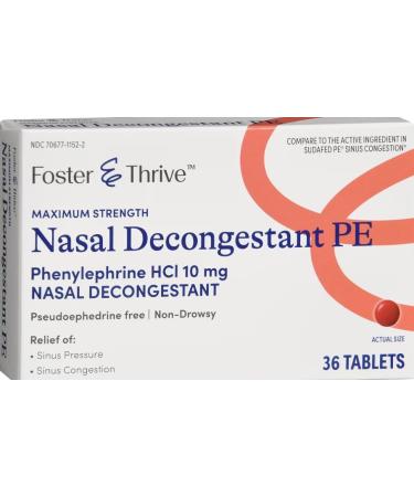 Nasal DECONGESTANT PE PHENYLEPHRINE HCL 10 MG Tablets (Maximum Strength) 36 Count (Pack of 6) - Buy Online on GoSupps.com