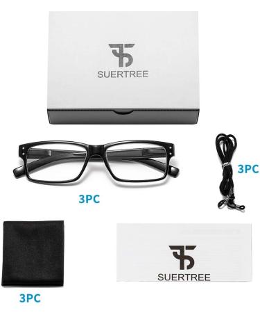 Suertree 3 Pack Reading Glasses - 1.5x Hinge Design Visual Aid for Men & Women - Stylish & Durable Optical Glasses - Buy Online on GoSupps.com