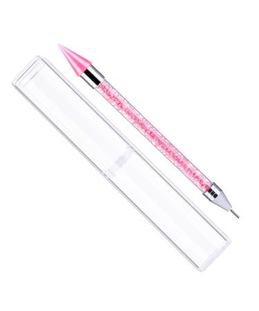 Strass Picker Tool Dotting Tool Double -sided rhinestone with manicure wax head Point drilling pencil colorful pencils for rhinestones diamond painting Waxstift with storage box (pink)