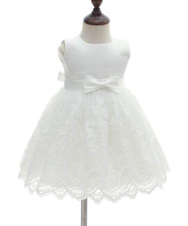 AHAHA Baby Girls White Flower Dress - 12 Months | Perfect for Christening, Wedding & Parties - Buy Online on GoSupps.com