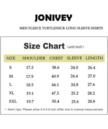 Jonivey Men's Fleece Turtleneck Long Sleeve Shirt - Soft Knitted Thermal Pullover - Pure Grey (Medium) - Buy Online on GoSupps.com