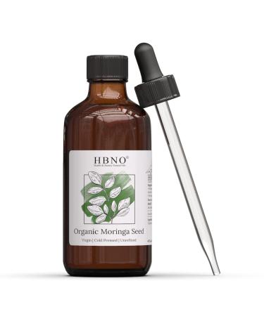 HBNO Pure Organic Moringa Oil for Hair 4 oz - USDA Certified, Premium Grade for Aromatherapy & Glowing Skin - 100% Pure & Organic Nutrients - Buy Online on GoSupps.com