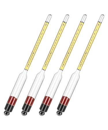 Loufy 4Pcs Hydrometer Alcohol Set Kit Alcohol Meter Set for Distilling Alcohol 0-200 Proof & 0-100 Tralle Specific Hydrometer