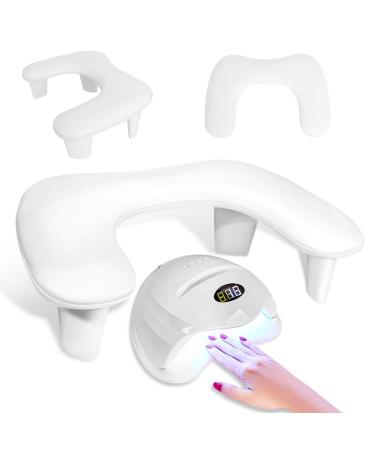 Arm Rest for Nails White U-shaped Nail Hand Rest PU Leather Manicure Hand Rest Stand Pillow Cushion