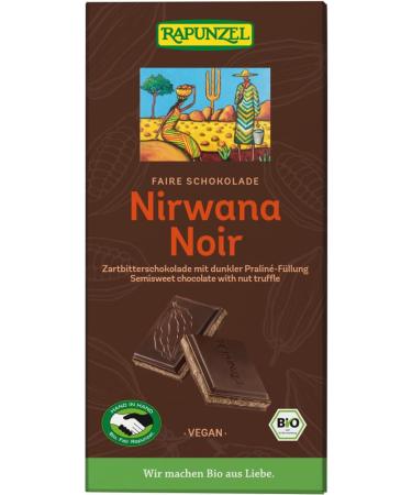 Rapunzel Naturkost Organic Rapunzel Nirwana Black 55% with dark truffle filling HIH (6 x 100 g)