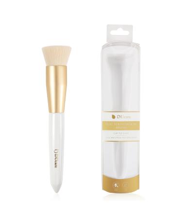 DUcare Foundation Brush for Liquid Makeup Flat Top Kabuki Synthetic Professional Makeup Brushes Liquid Blending Powder Buffing Stippling Concealer Makeup Brush White/Gold X1-02