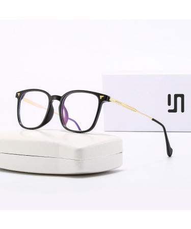 Metal TR90 Square Frame Blue Light Blocking Glasses for Men & Women | Anti-UV Computer & Reading Glasses - 52mm Black - Buy Online on GoSupps.com