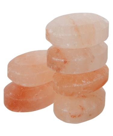 Pure Himalayan Salt Works Flat Oval Massage Stone, Pink Crystal Hand-carved Stone for Massage Therapy, Deodorant and Salt and Sugar Scrubs, 2.5" W X 3.5" L X 1" D (pack Of 6), 6 count