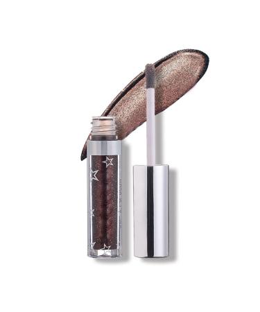 WeixinBuy Lids shadows glitter metallic highlight liquid shadows shimmer long-lasting glow sequins pearl eyes shadow high-gloss fluid liner eyes makeup 7# coffee