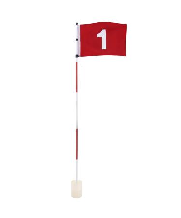 KINGTOP Golf Flagsticks Pro, Putting Green Flags Hole Cup Set, All 6 Feet, Golf Pin Flags for Driving Range Backyard, Portable 5-Section Design Basic- Red- 1 Set