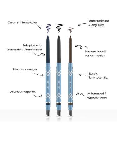 Prime Prometics PrimeEyes Glide Waterproof Gel Cream Eyeliner for Mature Women - Long-Stay, Mess-Proof, Wood (Brown) with Sharpener and Smudger - Buy Online on GoSupps.com