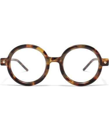 Round Blue Light Blocking Glasses for Men & Women | Retro 70s Oversized Circle Frame Eyewear - Tortoise 48mm - Buy Online on GoSupps.com