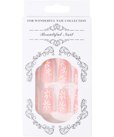 Coffin False Nails Long Fake Nails French Flowers Press on Nails Ballerina Acrylic Stick on Nails 24pcs for Women and Girls (Color : PINK Size : B) - Buy Online on GoSupps.com