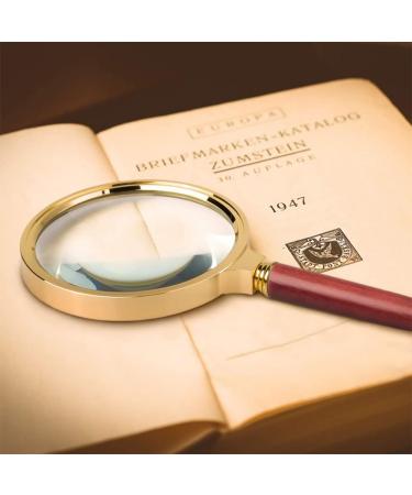 70mm 10X Handheld Magnifying Glass Shatterproof Reading Magnifier Real Glass Magnifying Lens with Imitation Mahogany Handle for Science Reading Book Inspection - Buy Online on GoSupps.com