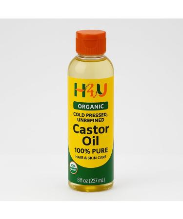 H4U Spring Valley Cold-Pressed Castor Oil - Unrefined & Hexane-Free Organic for Hair & Skin 8 fl oz