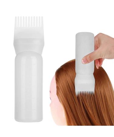 Root Comb Applicator Bottle Hair Dye Bottle for Hair Dye Bottle Applicator Brush with Graduated Scale(3 colors for your choice)(White)