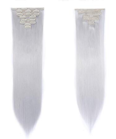 Silk-co Clip in Hair Extensions 26 Inch Silver Grey - 100% Synthetic Hairpiece, 8pcs Long Straight Hair Pieces for Full Head - #Silver Grey - Buy Online on GoSupps.com