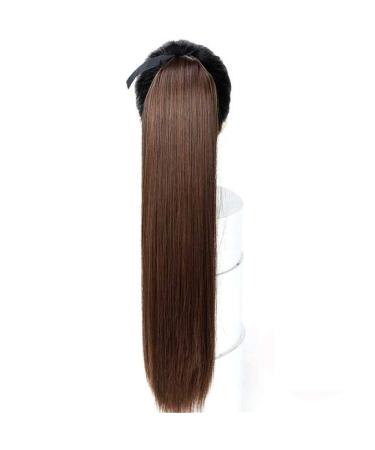 Size Long Straight Strap Synthetic Ponytail Black/Brown Heat-resistant Wig Clip For Women's Hair Extensions 75cm 2.30