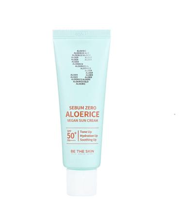 Be the Skin  Sebum Zero Aloerice Vegan Sun Cream SPF 50+ PA++++ 1.69 fl oz / 50ml | Sunscreen with moisturization and wrinkle care | Vegan and Cruelty-free
