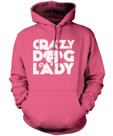 Crazy Dog Lady Hoodie - Dog Lover Hoody Pet Dog Owner Mum Walker Groomer XL Pink