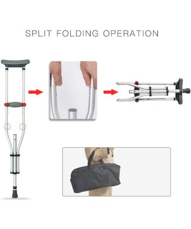 GagalU Folding Underarm Adult Crutches 24 Height Adjustable Portable Medical Crutches Lightweight Aluminum Alloy Suitable for Height 140-200Cm - Buy Online on GoSupps.com