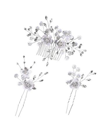 SOESFOUFU 1 Set rhinestone barrettes for women rhinestone headpiece for women wedding headpiece for bride floral suit bride headpieces for wedding white outfit Miss hair pearl flower
