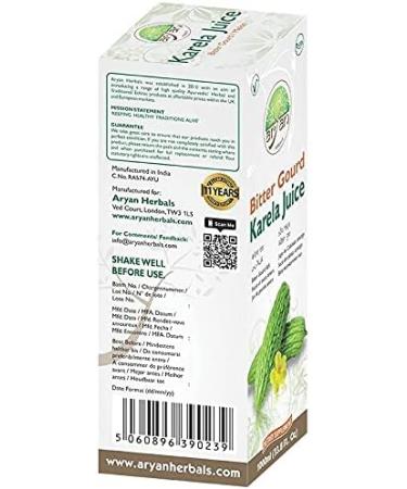 Aryan Herbal Karela Bitter Gourd Juice Helps in Sugar Control Immunity and Digestion Booster No Sugar Added No Artificial Colors Herbal Formula for Diabetes Care 1000 ml - Buy Online on GoSupps.com