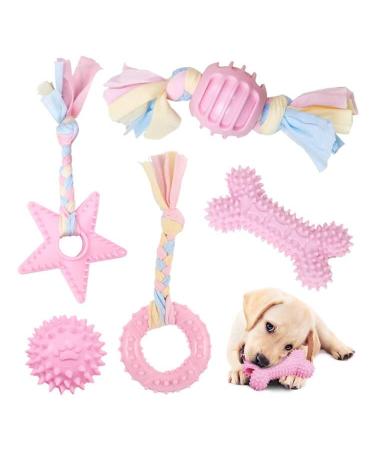 AnVerse Dog Toys Rope with Ball 5 Pack Puppy Toys for Dogs Dental Care Chewing Dog Toys Set for Small Dogs Pink05