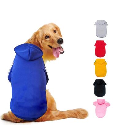 Ducomi hood dogs sweatshirt made of 100% cotton - medium -sized dog sweater - clothing for dogs of all breeds and sizes - warm sweater monochrome coat from xs to 9xl (blue 2xl) 2xL blue