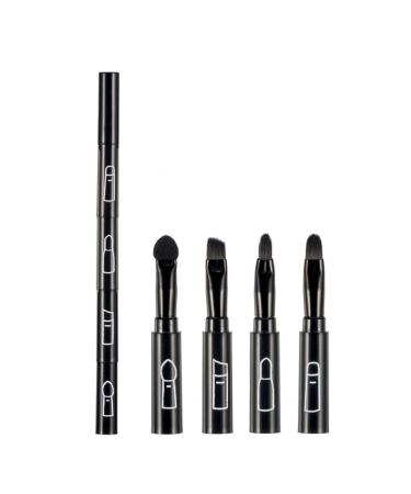 1PC 4 In 1 Premium Detachable Brush Multi-Sections Cosmetic Makeup Brush Lip Brush Eyeshadow Brush Eyebrow Brush Portable Travel Makeup Brush Kit(Black)