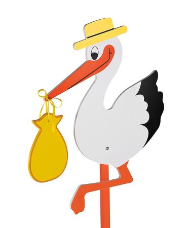 Theolino Storch Birth - Premium 150 cm Wooden Stork - Double-Sided Print - Unique Baby Gift for Birth - Perfect for Boys & Girls - Buy Online on GoSupps.com