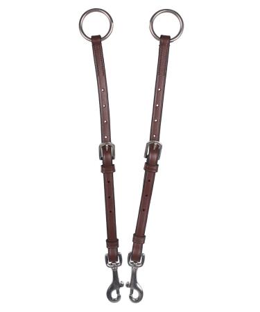 ARBO-INOX Martingale fork Basic made of leather with clips adjustable for breastplate (pony brown) Pony Brown