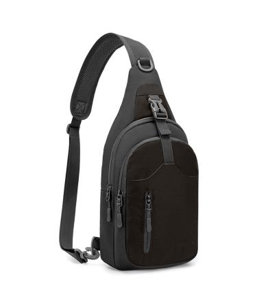 Retee Light breast pocket Sling shoulder backpacks breast pocket men with adjustable shoulder strap shoulder bag crossbody bag backpack for outdoor sports cycling dog hiking (black) ...