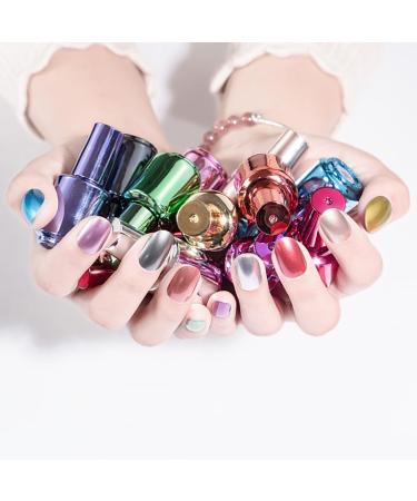 Mirror Nail Varnish Metal Nail Polish Metallic Effect Nail Art Polish Auroras Shining Pearl Shell Sparkle Gel Nail Polish Home Mirror Effect Nail Varnish Long Lasting & Chip Resistant (Grey) AF - Buy Online on GoSupps.com