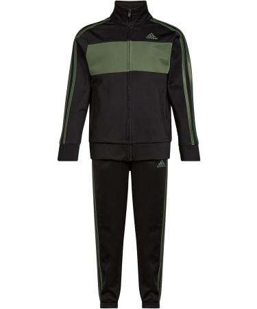 adidas Boys' Tricot Jacket & Pant Set - Essential Black/Green - Size 6 - Buy Online on GoSupps.com