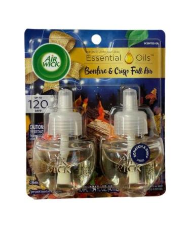 Air Wick Plug in Scented Oil 2 Refills Bonfire and Crisp Fall Air Essential Oils Air Freshener