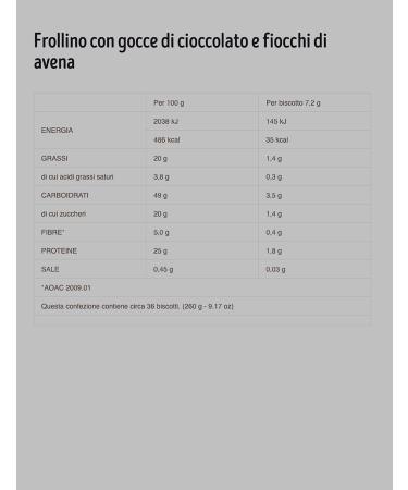  Italian Gourmet E.R. Misura Protein Cookies with Chocolate Chips and Oatmeal | Rich in Vegetable Protein | Italian Flour Cookies Cookies 260g + Polpa Italian Gourmet Polpa 400g - Buy Online on GoSupps.com