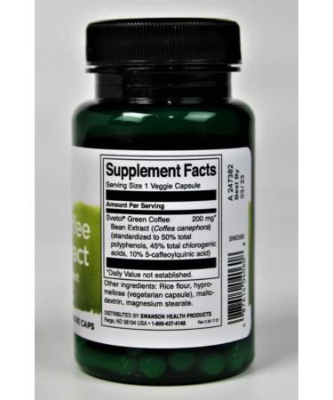 Swanson Svetol Green Coffee Bean Extract 200mg - 60 Veg Capsules - Buy Online on GoSupps.com