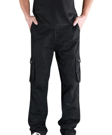 Men's Black Cargo Pants - Casual Relaxed Fit, Multi-Pockets, Combat Safety Trousers - 6X-Large - Buy Online on GoSupps.com