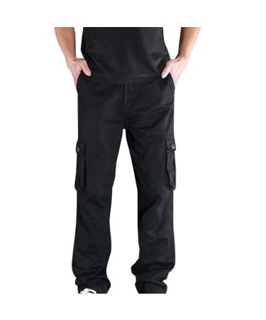 Cargo Pants for Men,Men's Casual Relaxed Fit Multi-Pockets Hiking Pant Combat Safety Cargo Trousers Outdoor Travel Pants Black-2 6X-Large