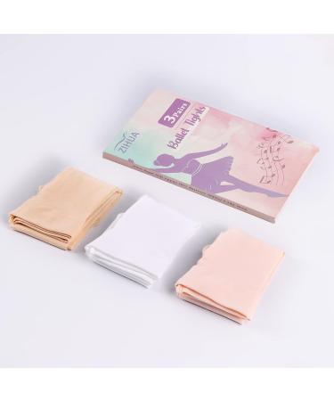ZIHUA Girls Ballet Tights 3 Pairs | Footed Dance Tights for Ages 2-10 | Beige Medium - Buy Online on GoSupps.com