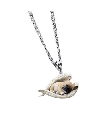 Lidssacde pet necklace with a sleeping dog trailer - sweet angel necklace - personal gift for animal lovers - gifts for boys and girls - chains fastening 02 -a unit size