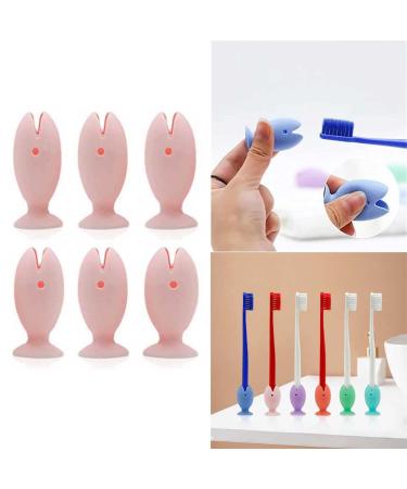 Standing Tooth Brush Cover Cap Stand  2023 New Portable Travel Toothbrush Head Cover Protector  Premium Cute Fish Shape Silicone Suction Cup Toothbrush Holder for Shower(Pink-6PCS)
