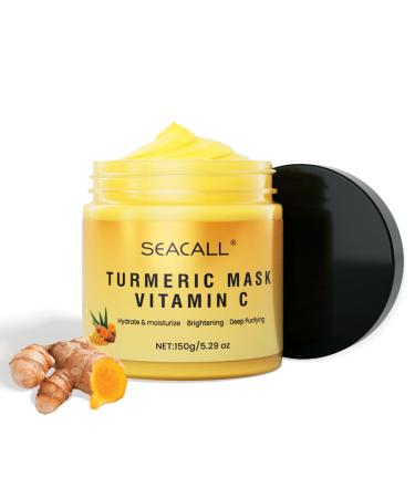 Turmeric Vitamin C Facial Mask contains Aloe Vera Vitamin C E and Turmeric to cleanse deeply target pores and blemishes brighten moisturize and leave your skin radiant smooth(5.29 oz)