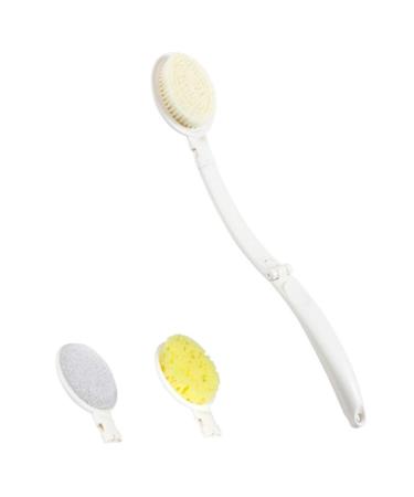 Fealay Soft Shower Body Brush Back Scrubber Massage Bristles Bath Brush with Long Handle Body Brush Lotion Applicator and Massager White White