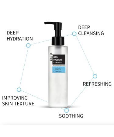 Ultra Hyaluronic Cleansing Oil - Korean Facial Cleanser for Blackhead Removal | 5.07 Fl. oz | Hydrating & Cruelty Free - Buy Online on GoSupps.com