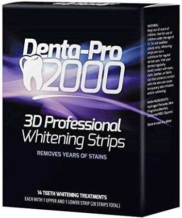 DentaPro2000 Professional Teeth Whitening Strips - Dentist Certified, Enamel Safe, Instant Results - 28 Ct - Buy Online on GoSupps.com