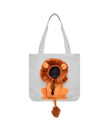 Cat bag dog cat shoulder bag sweet lion shape breathable with a cord strain for small pets for walking outdoors and excursions